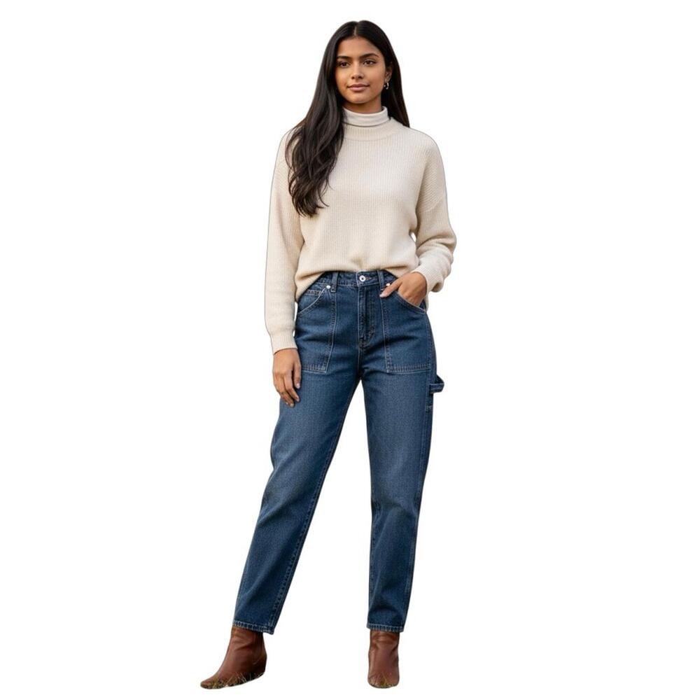 Monkey Ride Denim Jeans Y2K Straight Leg High Rise Vintage Carpenter SZ 5